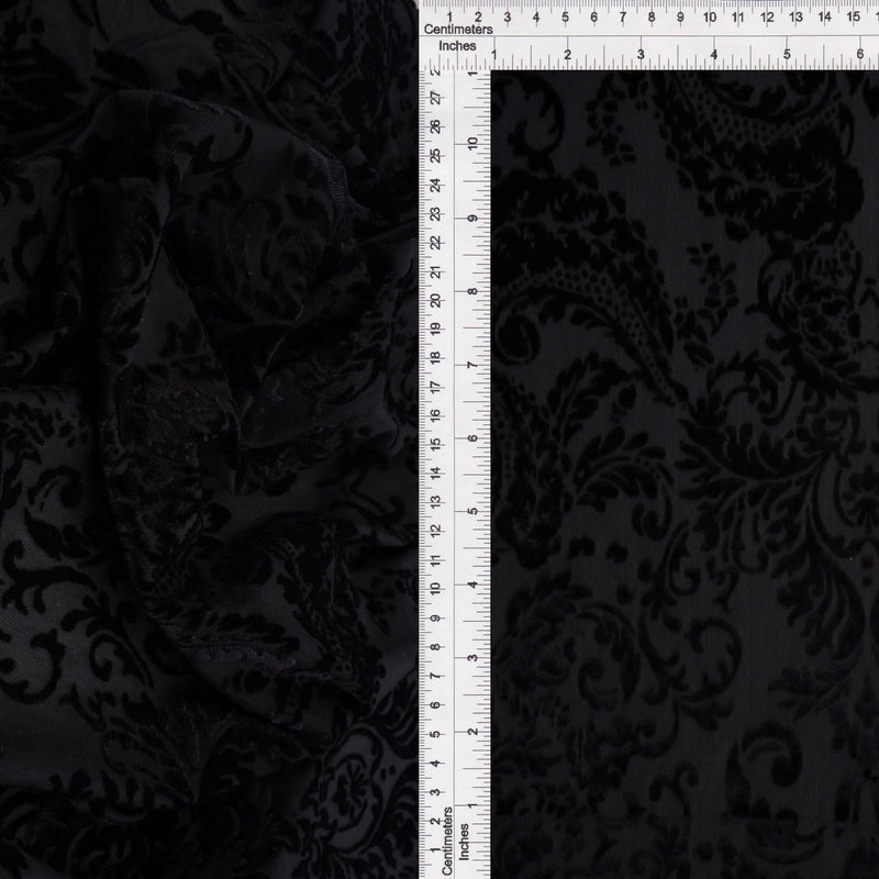 1 Yard Polyester Nylon Spandex 200 GSM Velvet Burnout Damask Wallpaper Fabric 58/60" Width