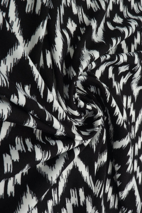 1 Yard Brushed DTY Tribal Print Knit Fabric 170 GSM, 58/60? Wide Polyester Spandex Blend