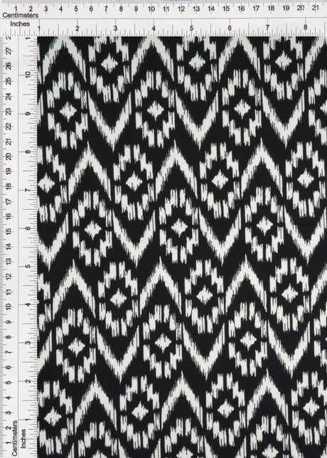 1 yarda de tela de punto cepillada DTY con estampado tribal 170 GSM, 58/60'' de ancho mezcla de poliéster y spandex