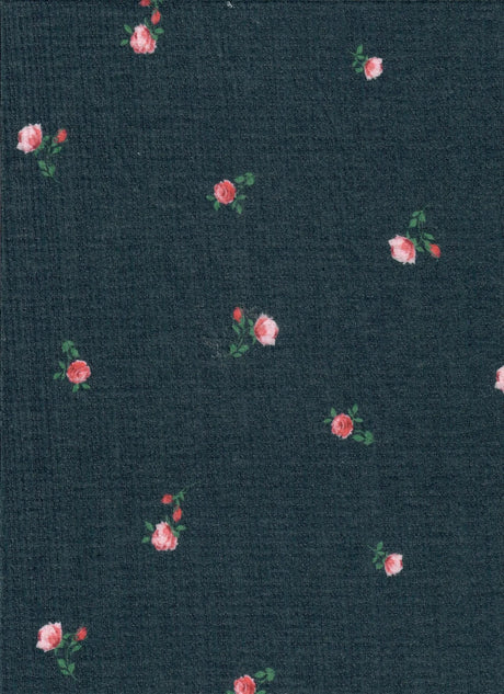 1 Yard Pointelle Ditsy Rib Knit Fabric, 58/60? Wide Polyester Rayon Spandex Blend