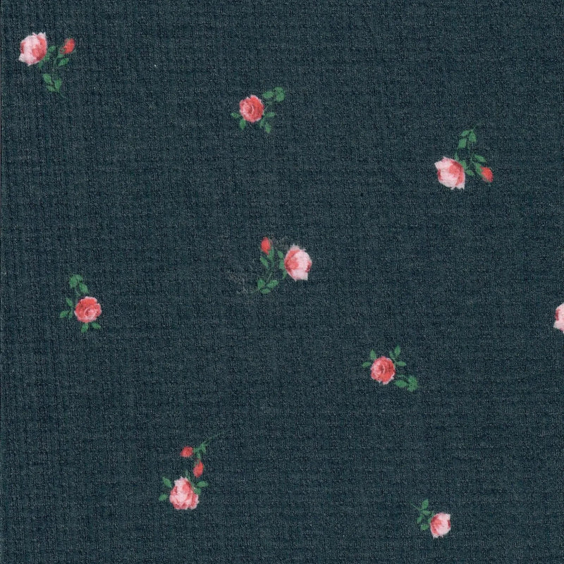 1 Yard Polyester Rayon Spandex 190 GSM Pointelle Ditsy Rib Print Fabric Soft 58/60" Width
