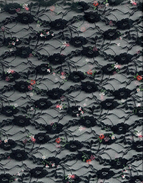 1 Yard Ditsy Printed Lace Fabric, 56/58? Wide Polyester Spandex Blend