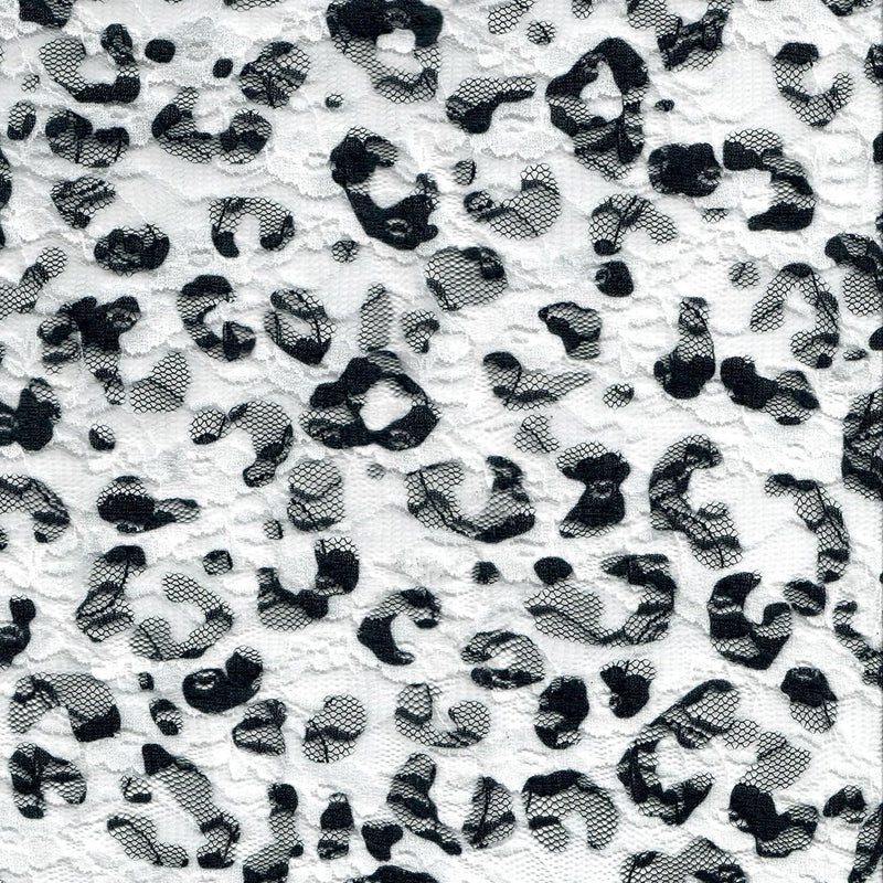 Leopard Print Stretch Lace Fabric