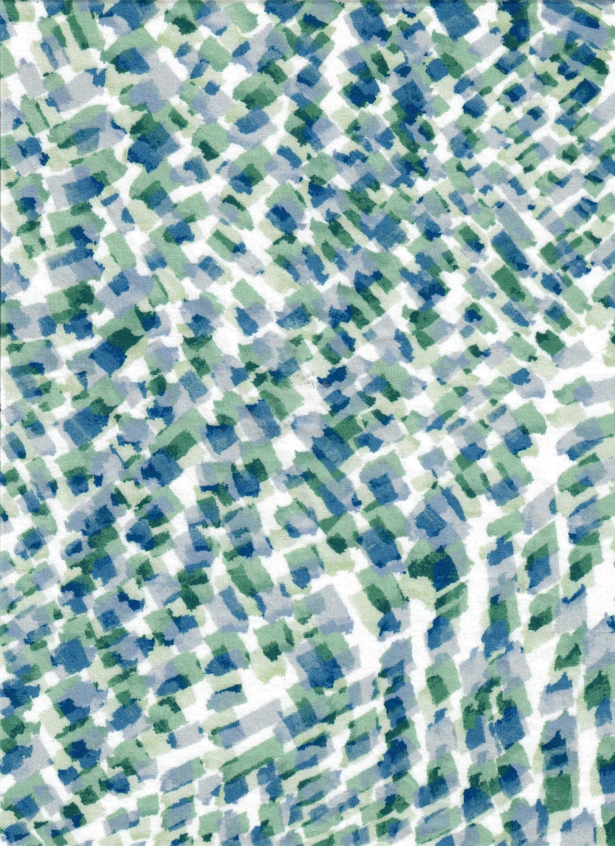 Abstract Print DTY Knit Fabric Blue