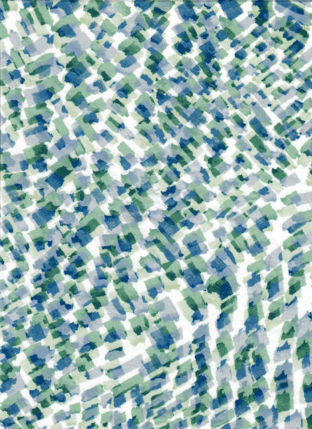 Abstract Print DTY Knit Fabric Blue