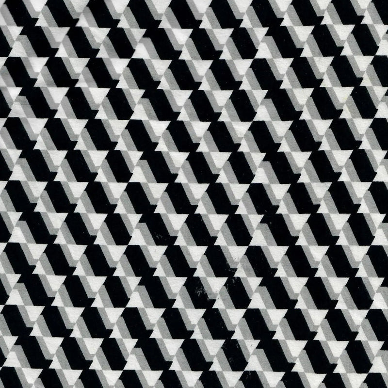 1 Yard Geometric Print DTY Brushed Knit Fabric Soft Stretch 58/60 Inches Wide