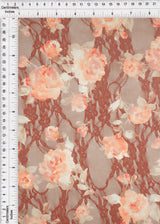 Floral Print Stretch Lace Fabric