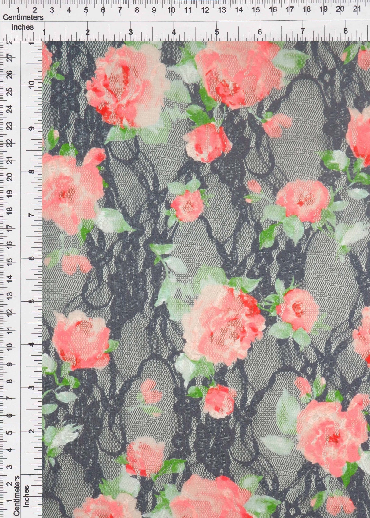 Floral Print Stretch Lace Fabric