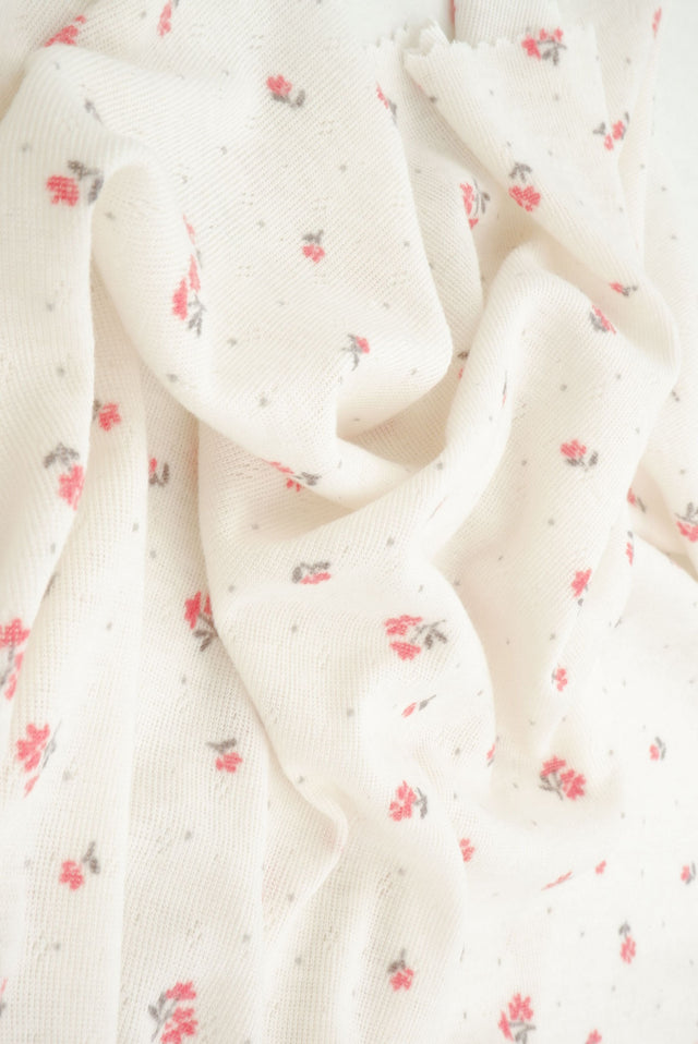 Pointelle Knit Ditsy Print Fabric