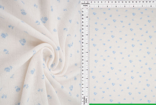 Pointelle Knit Ditsy Print Fabric