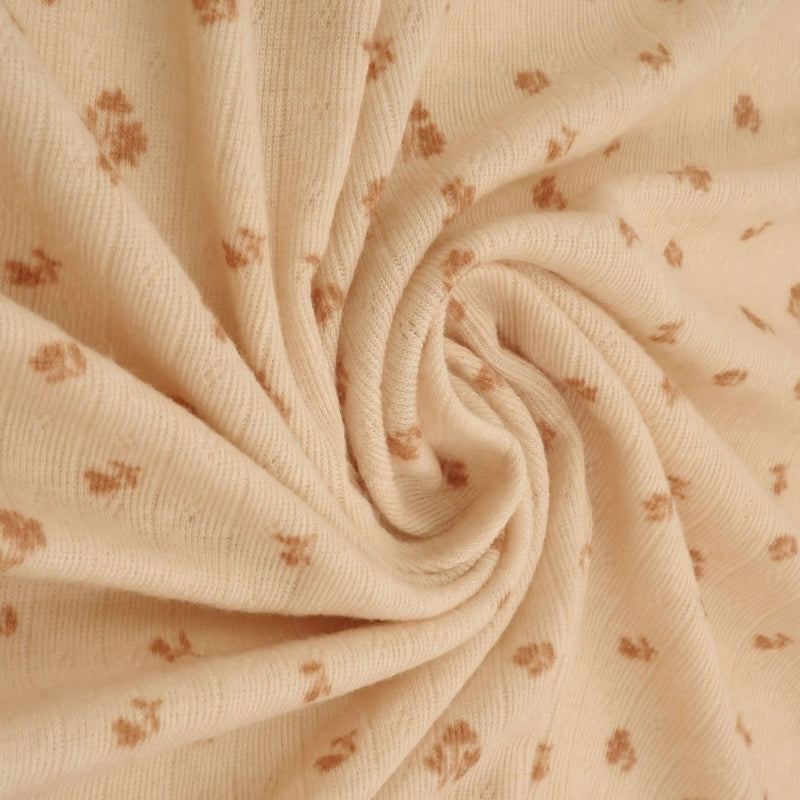 1 Yard Cotton-Style Ditsy Pointelle Print Knit Fabric, 61/63'' Wide Polyester Spandex Blend