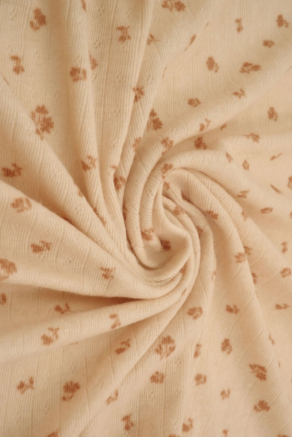 1 Yard Cotton-Style Ditsy Pointelle Print Knit Fabric, 61/63? Wide Polyester Spandex Blend