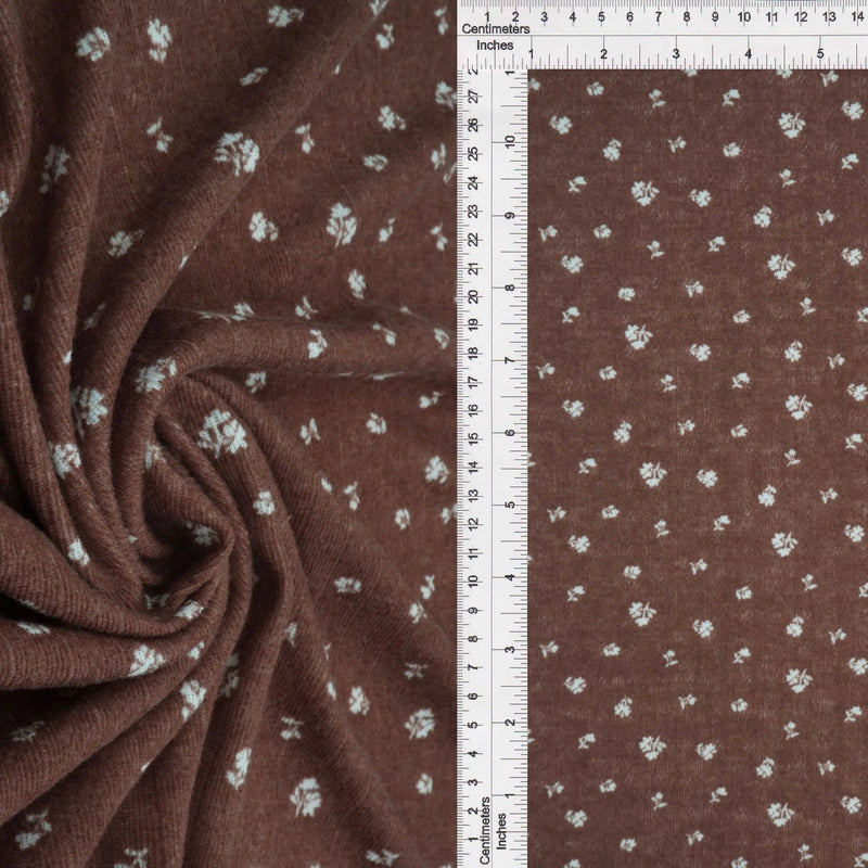 1 Yard Small Flower Ditsy Pointelle Knit Fabric, Cotton Style Stretch 61/63 Inches Wide