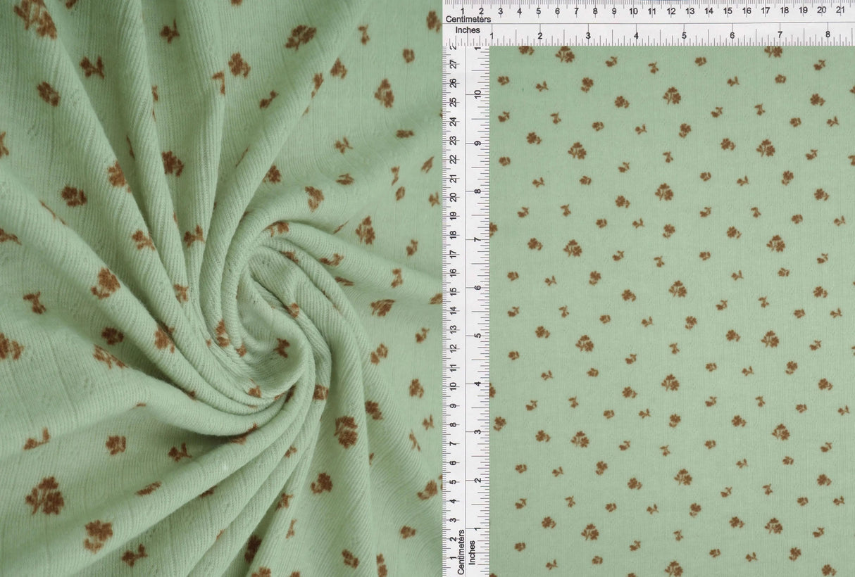 1 Yard Cotton-Style Ditsy Pointelle Print Knit Fabric, 61/63? Wide Polyester Spandex Blend