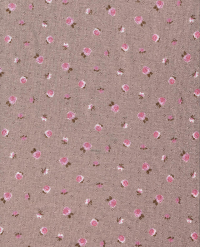 Pointelle Knit Ditsy Print Fabric