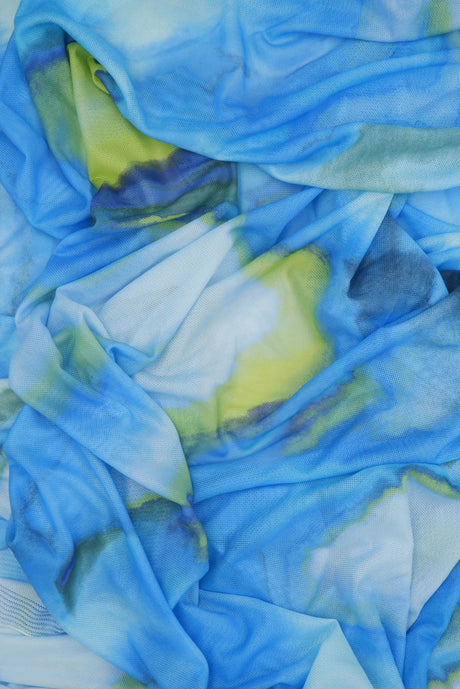 1 Yard Digital Abstract Mesh Fabric, 54? Wide Polyester Spandex Blend
