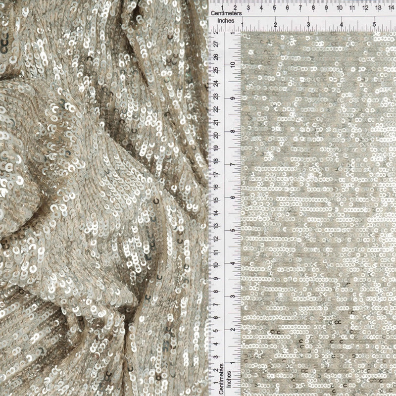 1 Yard Silver Embroidered Knit Fabric Stretch Polyester Blend 50/57 Inches Wide