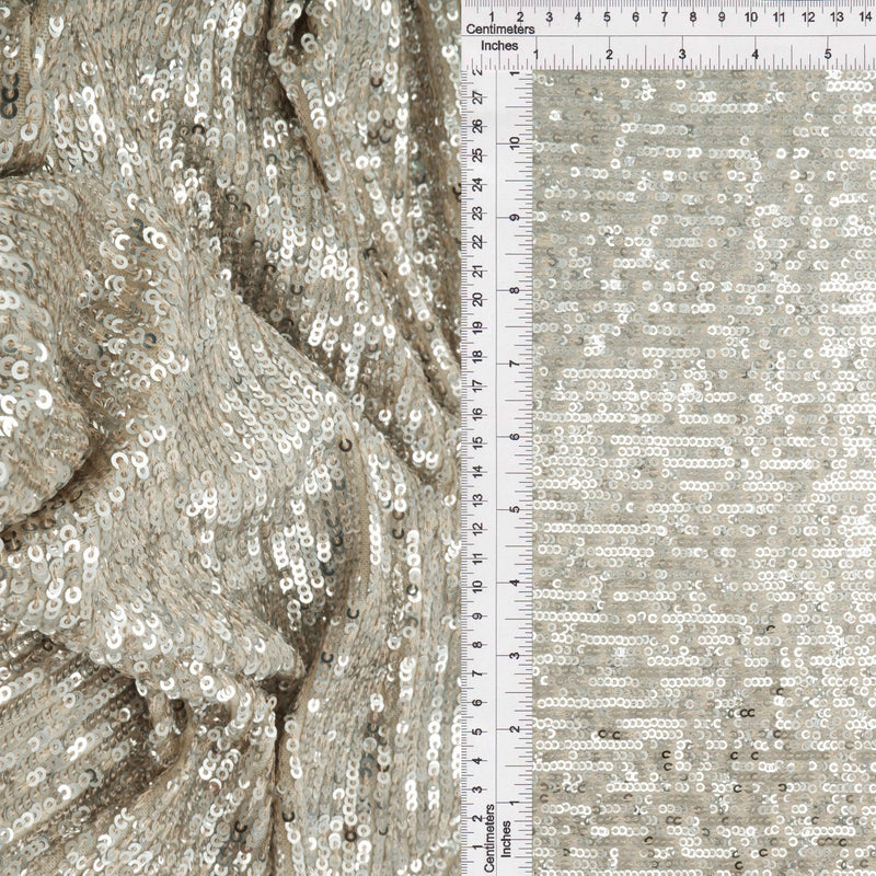 Embroidered Sequin Textured Knit Silver