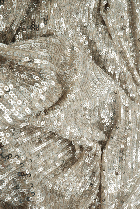 Embroidered Sequin Textured Knit Silver