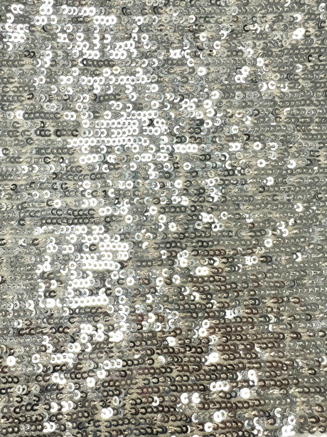 Embroidered Sequin Textured Knit Silver