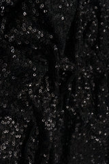 Sequin Embroidered Mesh Knit Black Fabric