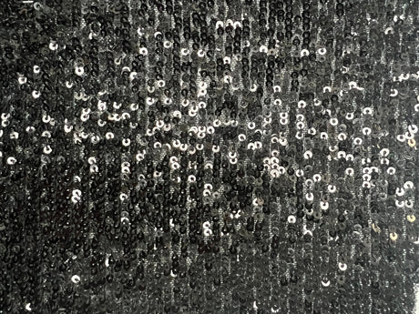 Sequin Embroidered Mesh Knit Black Fabric