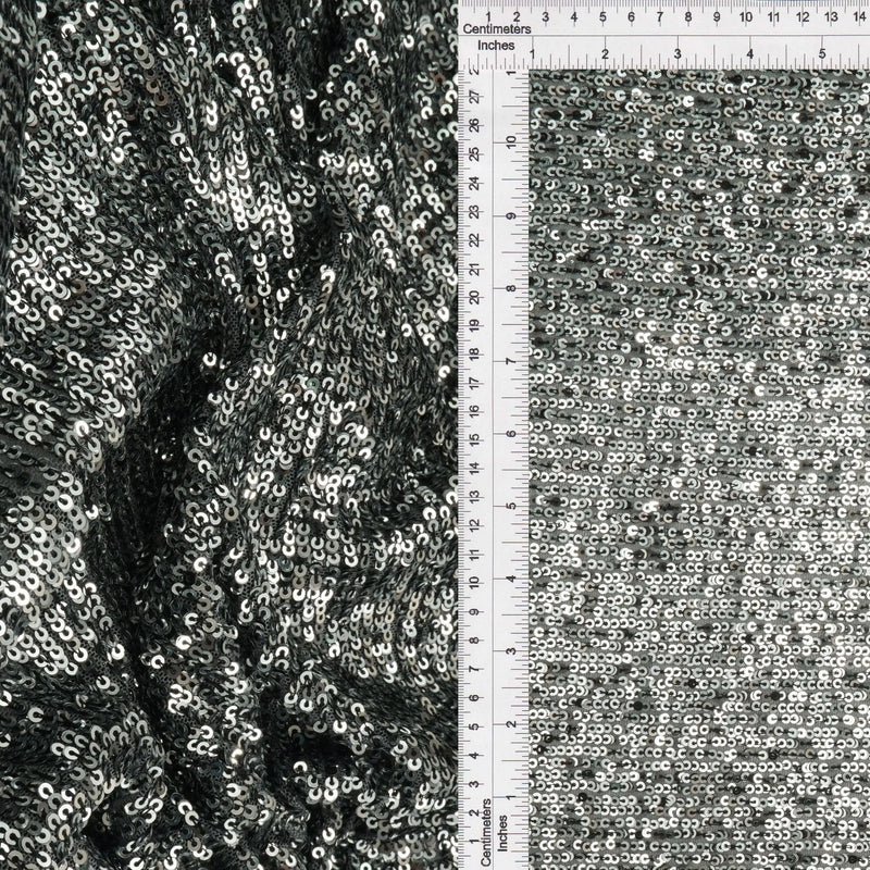 1 Yard Silver Embroidered Knit Fabric Stretch Polyester Blend 50/57 Inches Wide