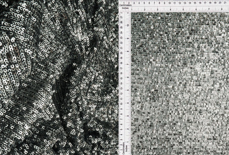Sequin Embroidered Mesh Knit Fabric Silver