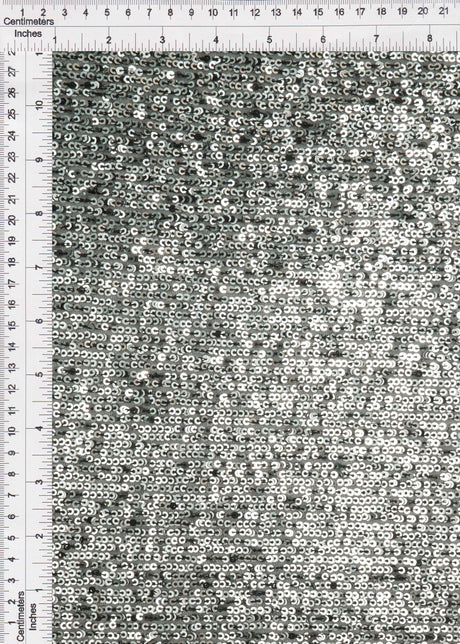 Sequin Embroidered Mesh Knit Fabric Silver