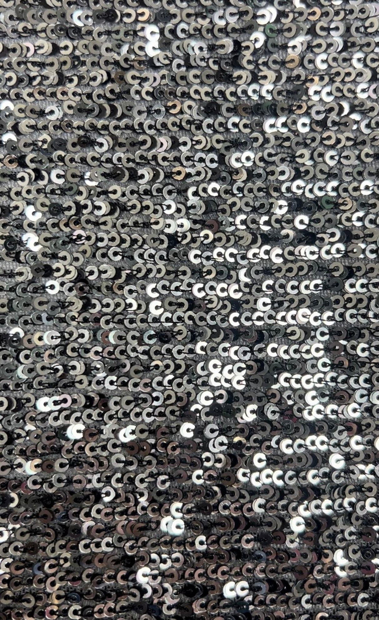 Sequin Embroidered Mesh Knit Fabric Silver