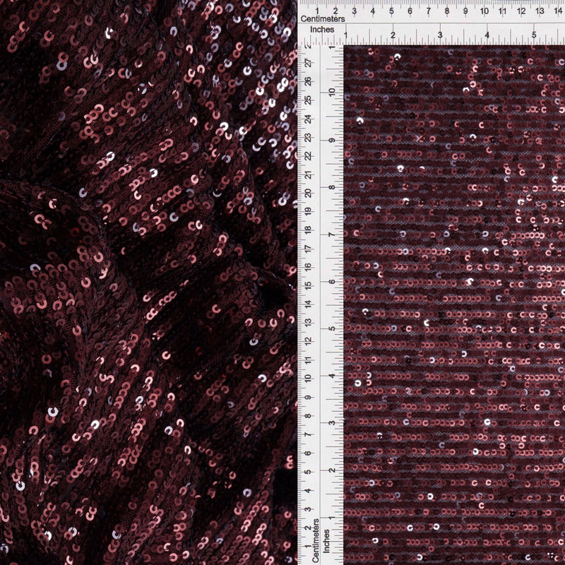 Sequin Embroidered Knit Wine Fabric
