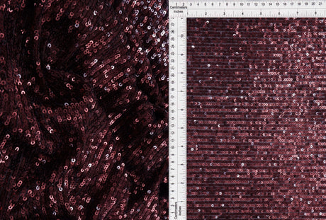 Sequin Embroidered Knit Wine Fabric