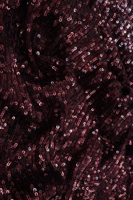 Sequin Embroidered Knit Wine Fabric