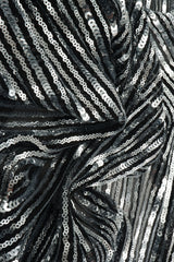 Sequin Embroidered Lace Knit Black Silver