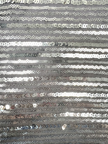 Sequin Embroidered Lace Knit Black Silver