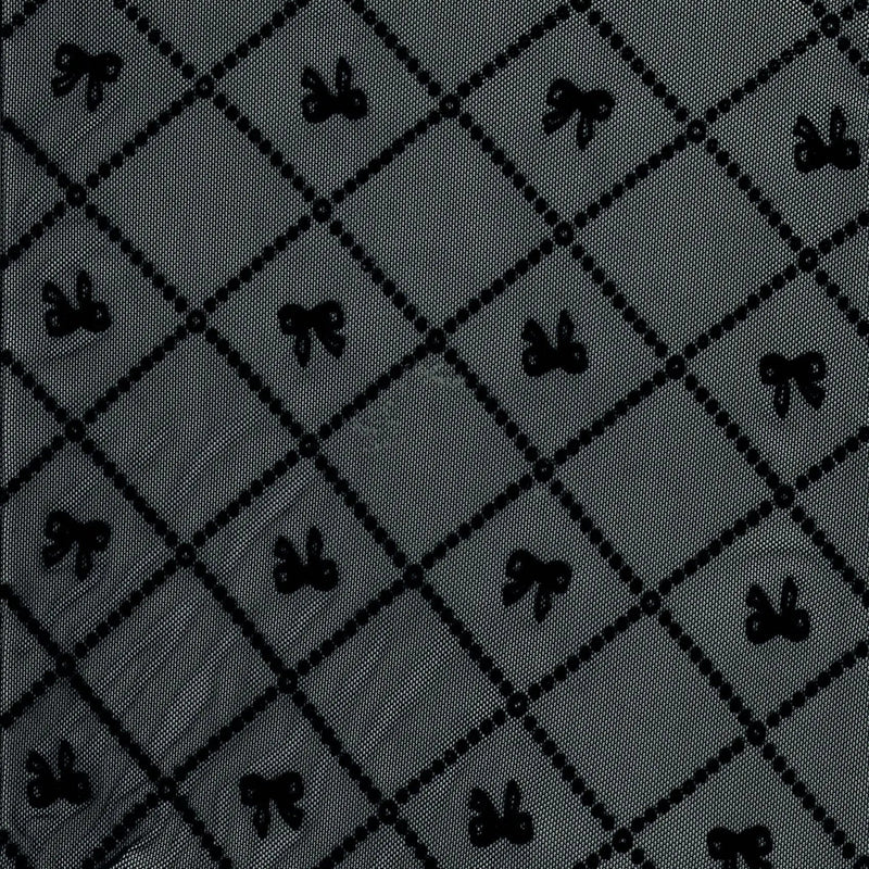 1 Yard Bow Tie Conversational Flocking Mesh Fabric, 56/57? Wide Polyester Spandex Blend