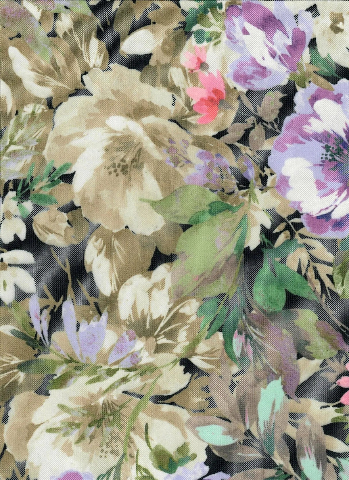 Floral Digital Mesh Fabric Lightweight Stretch Sheer, 54” Wide Polyester Spandex