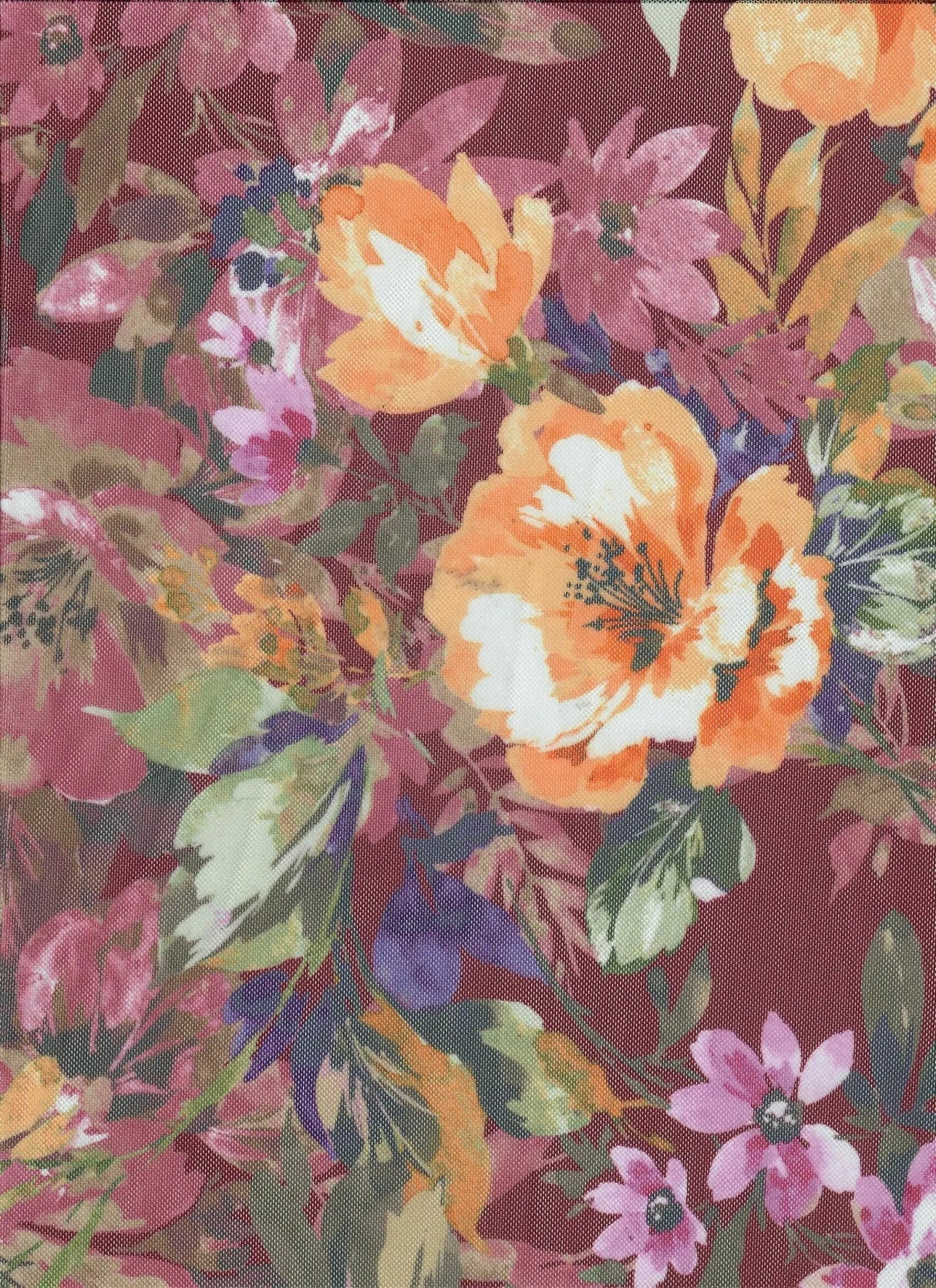 Floral Digital Mesh Fabric Lightweight Stretch Sheer, 54” Wide Polyester Spandex