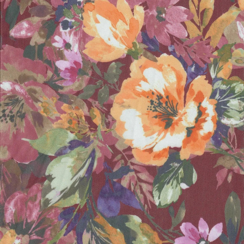 1 Yard Digital Floral Mesh Knit Fabric, 54'' Wide Polyester Spandex Blend