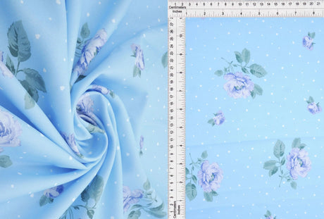 1 Yard Floral Geo Digital Print Poly Cey Fabric, 58/59? Wide 100% Polyester