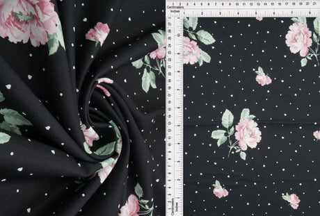 1 Yard Floral Geo Digital Print Poly Cey Fabric, 58/59? Wide 100% Polyester