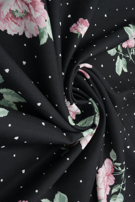 1 Yard Floral Geo Digital Print Poly Cey Fabric, 58/59? Wide 100% Polyester
