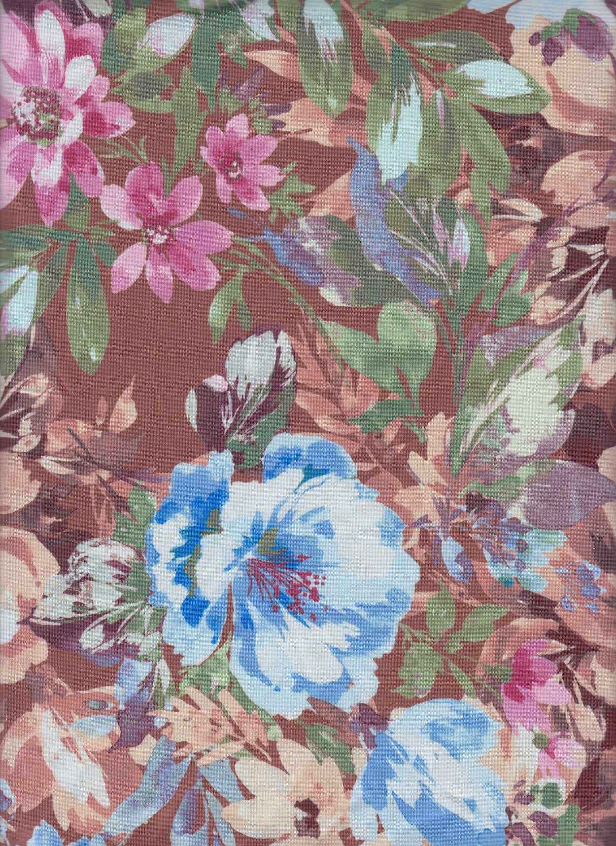 Floral Print DTY Stretch Knit Brick