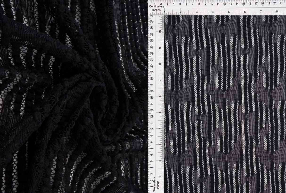 Bubble Lace Fabric Solid Black