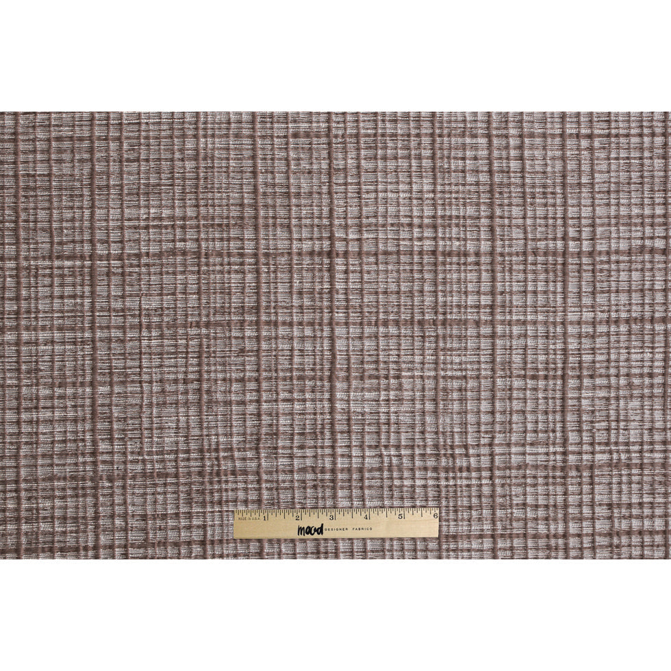 Mocha Textured Grid Blended Linen Woven
