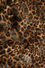 Leopard Lace Stretch Fabric Brown