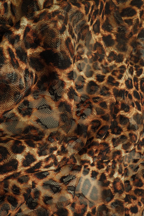 Leopard Lace Stretch Fabric Brown