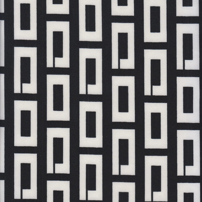 1 Yard DTY Geo/Retro/Greek Print Knit Fabric, 58/60'' Wide Polyester Spandex Blend