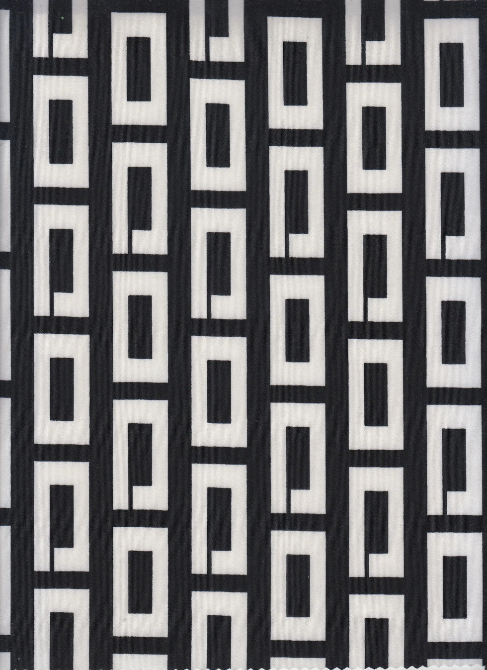 1 Yard DTY Geo/Retro/Greek Print Knit Fabric, 58/60? Wide Polyester Spandex Blend