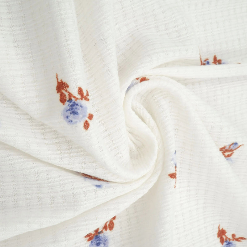 1 Yard Pointelle Ditsy Rib Knit Fabric, 58/60'' Wide Polyester Rayon Spandex Blend